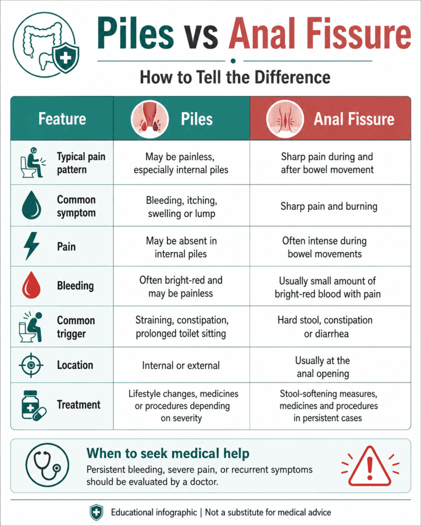 Difference Between Piles and Fissure